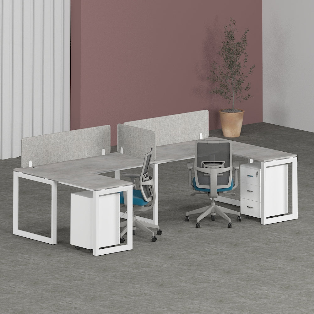 Solana Workstation Cluster of 2 In-Line (C-Shape) | Office Furniture Manufacturer & Supplier in Dubai | null