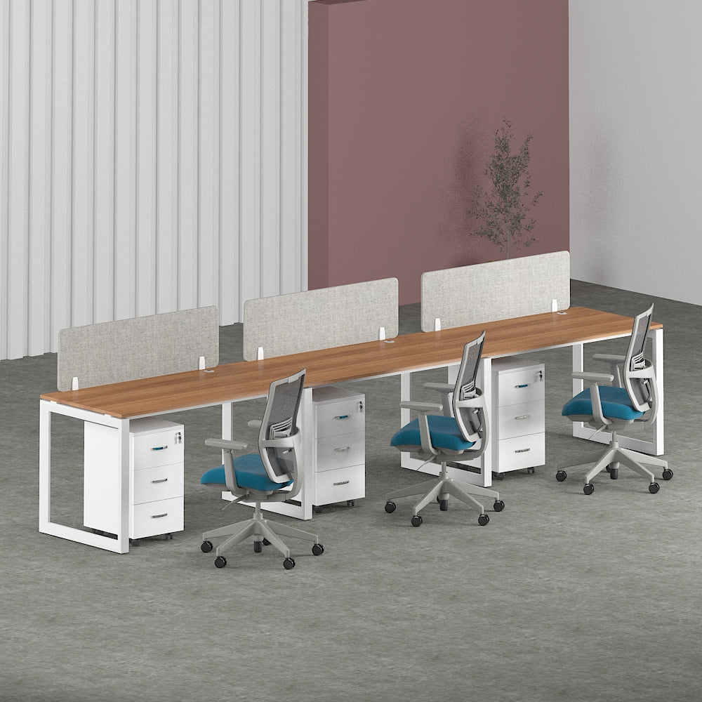 Solana Workstation In Loop Leg-3 Person (Linear Type) | Office Furniture Manufacturer & Supplier in Dubai | null