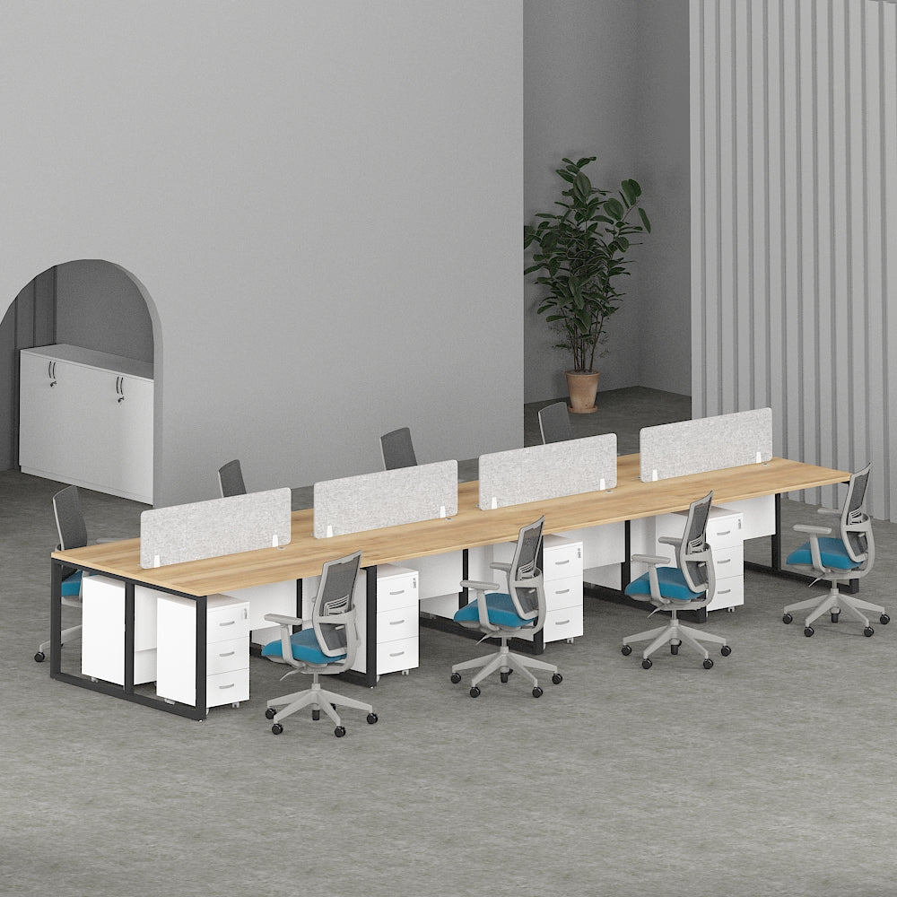 Milo Workstation In Loop Leg-8 Person (Face To Face) | Office Furniture Manufacturer & Supplier in Dubai | Milo Workstation