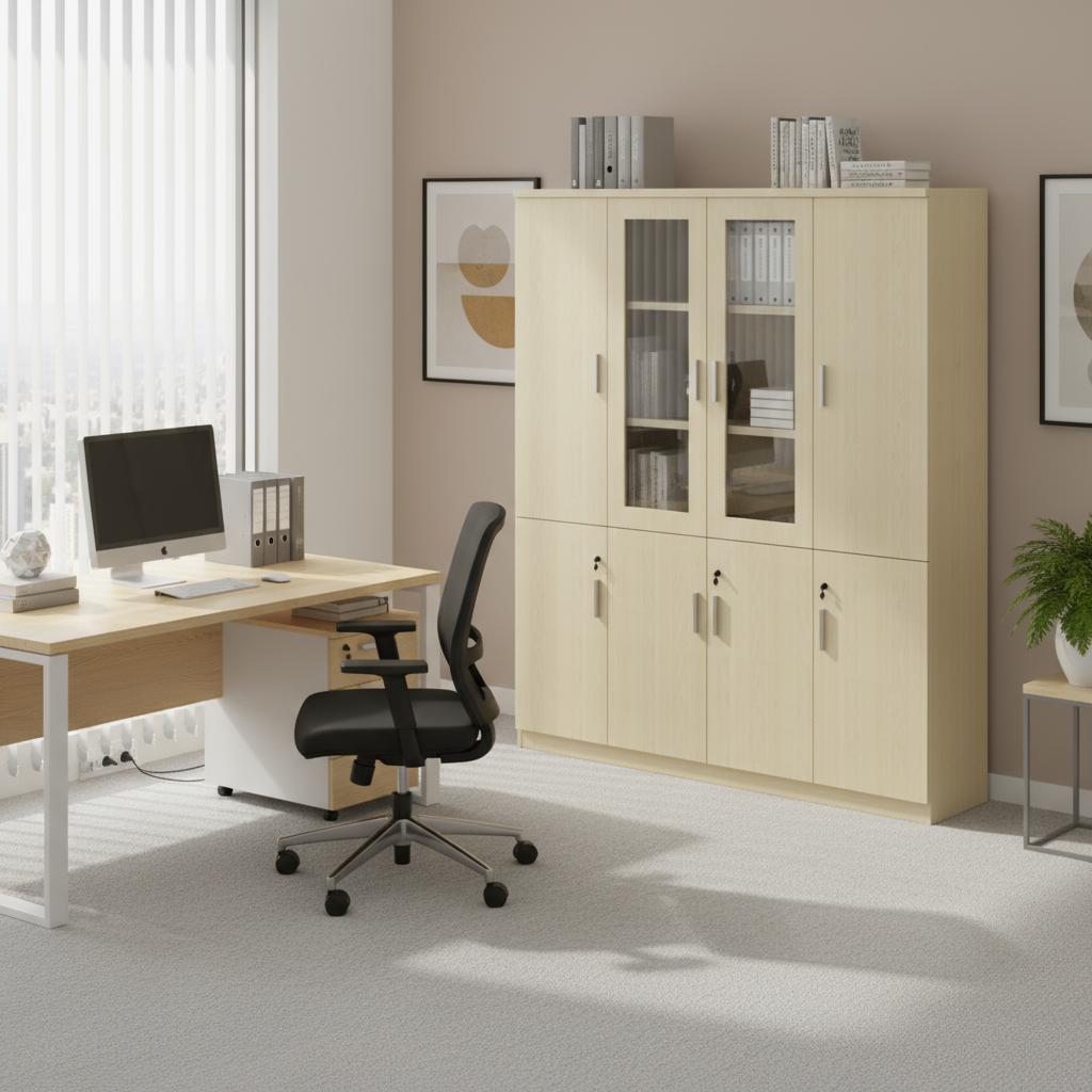 AVA Full Height Display Cabinet (Bottom Wood Top Glass)