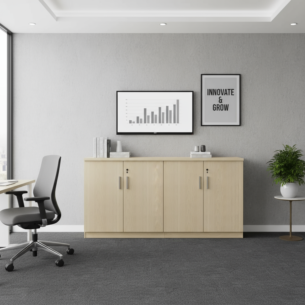 AVA Wooden Low Height Cabinet (Swing 4 Door)