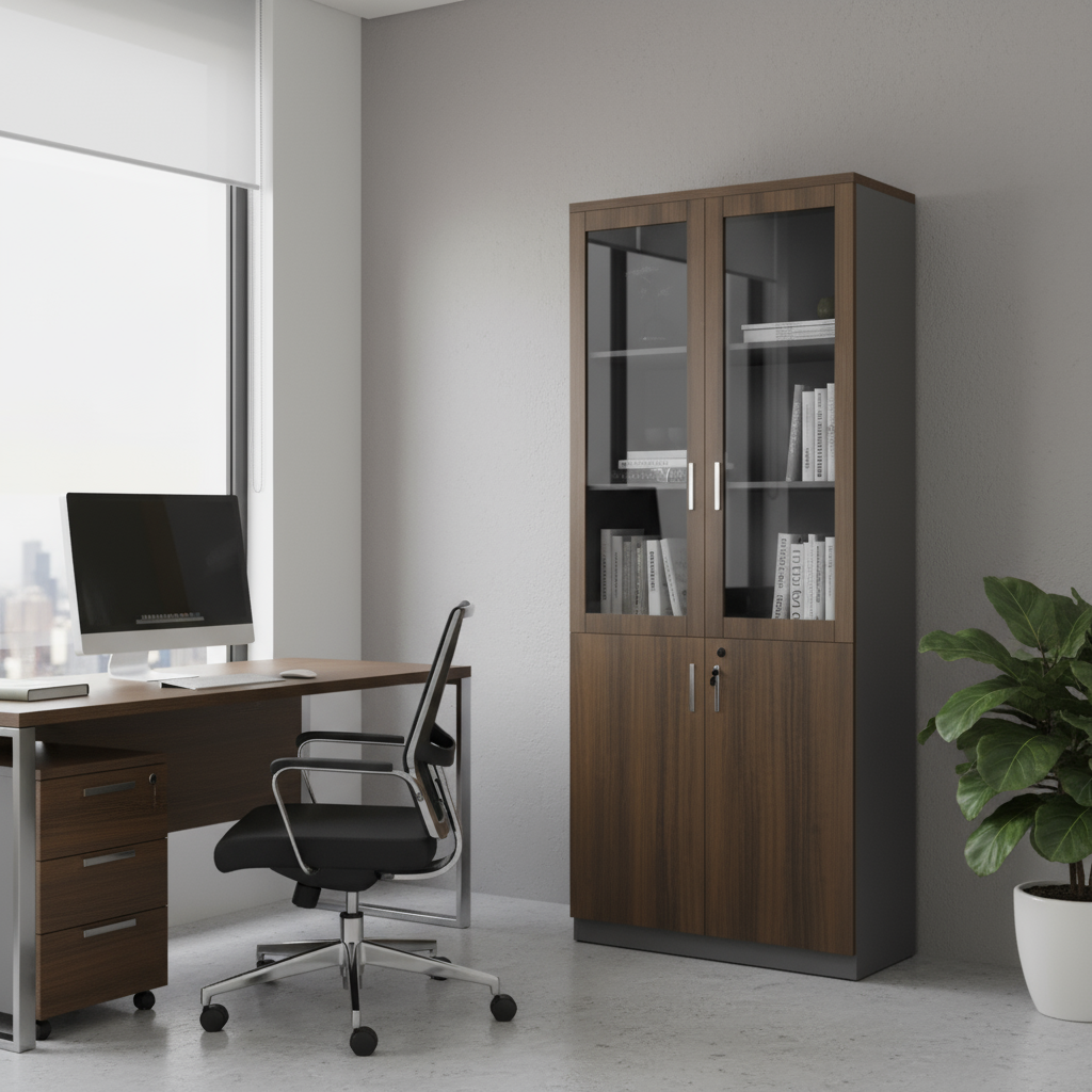 Horizon Full Height Cabinet (Bottom Wood Top Glass)