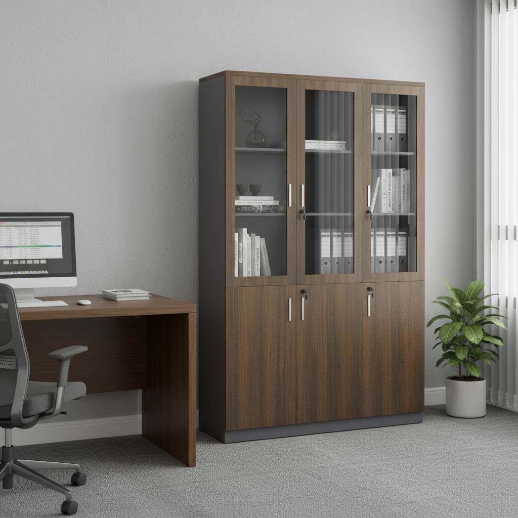 Horizon Full Height Display Cabinet (Bottom Wood Top Glass)