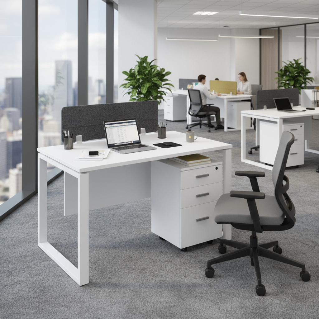 Pearl Workstation In Loop Leg-Single Person (Straight Table)