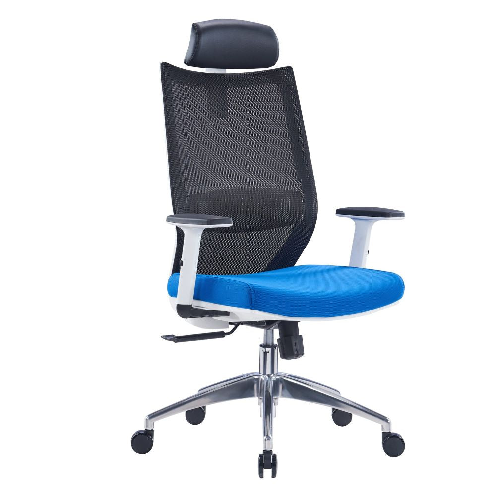 Vincent High Back Ergonomic Chair with adjustable headrest, breathable mesh back, lumbar support, and five-star base.