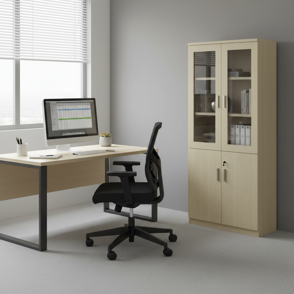 AVA Full Height Cabinet (Bottom Wood Top Glass)