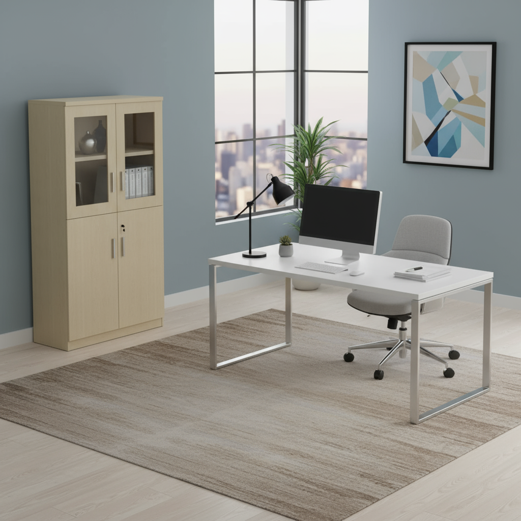AVA Medium Height Cabinet (Bottom Wood Top Glass)