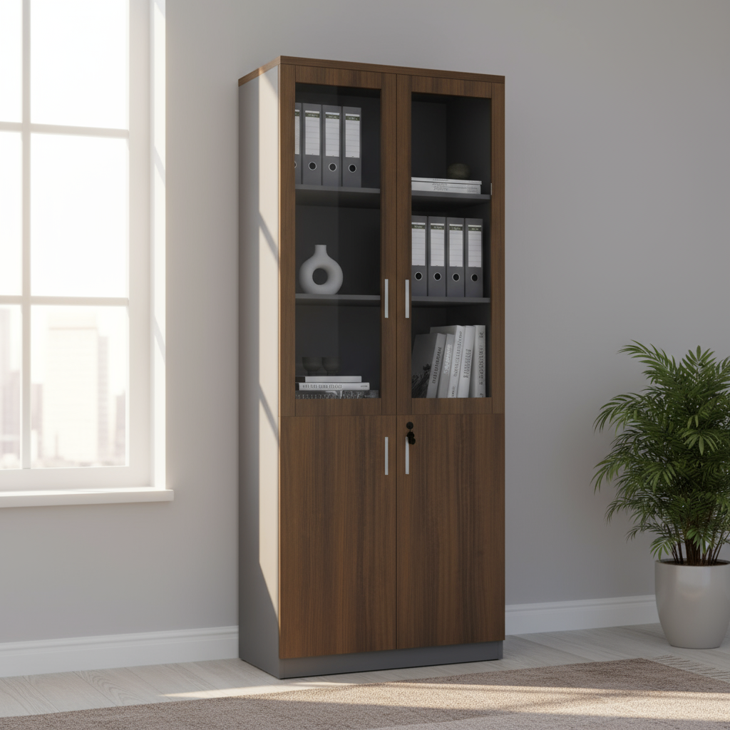 Horizon Full Height Cabinet (Bottom Wood Top Glass)