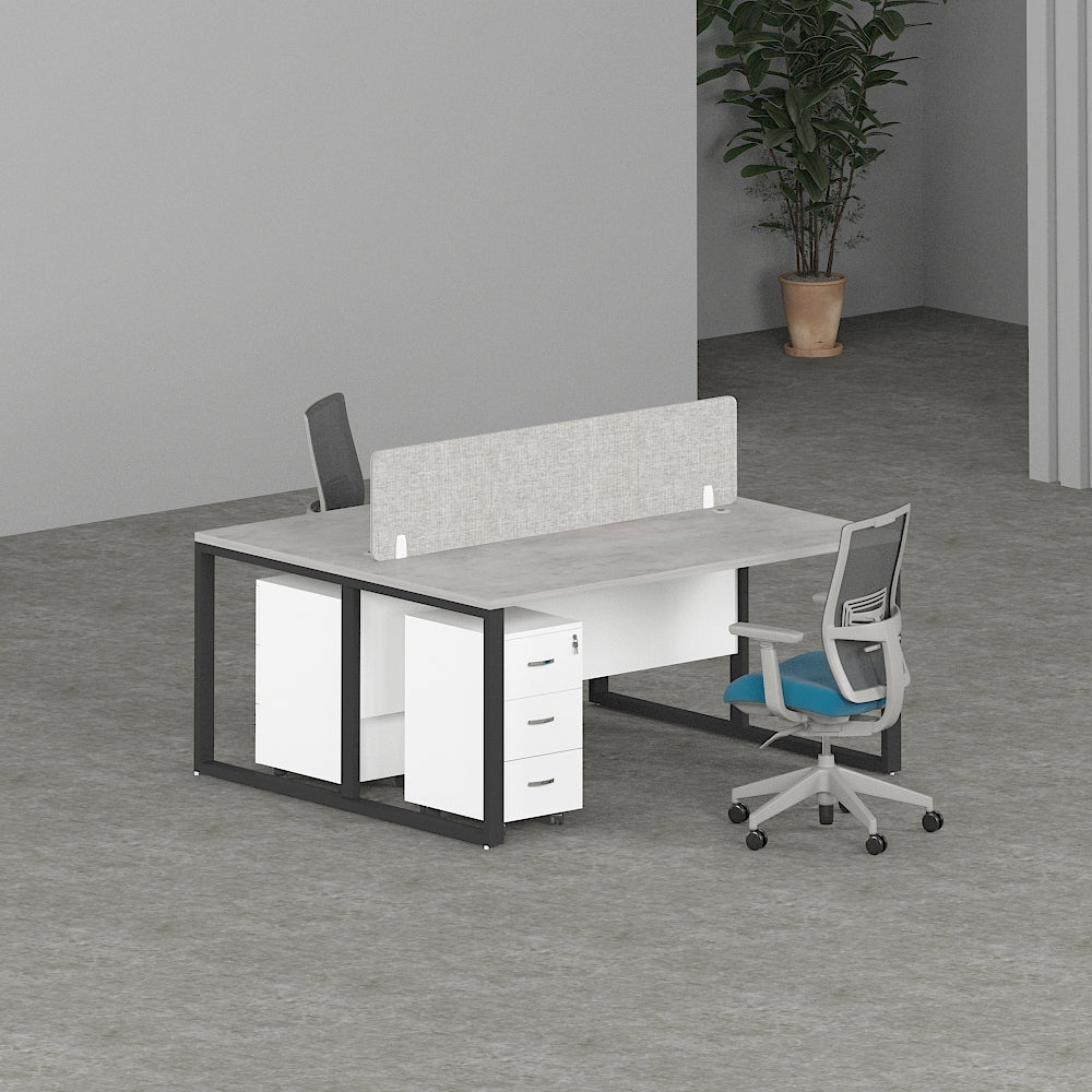 Milo Workstation In Loop Leg-2 Person (Face To Face) | Office Furniture Manufacturer & Supplier in Dubai | Milo Office Workstation Table 