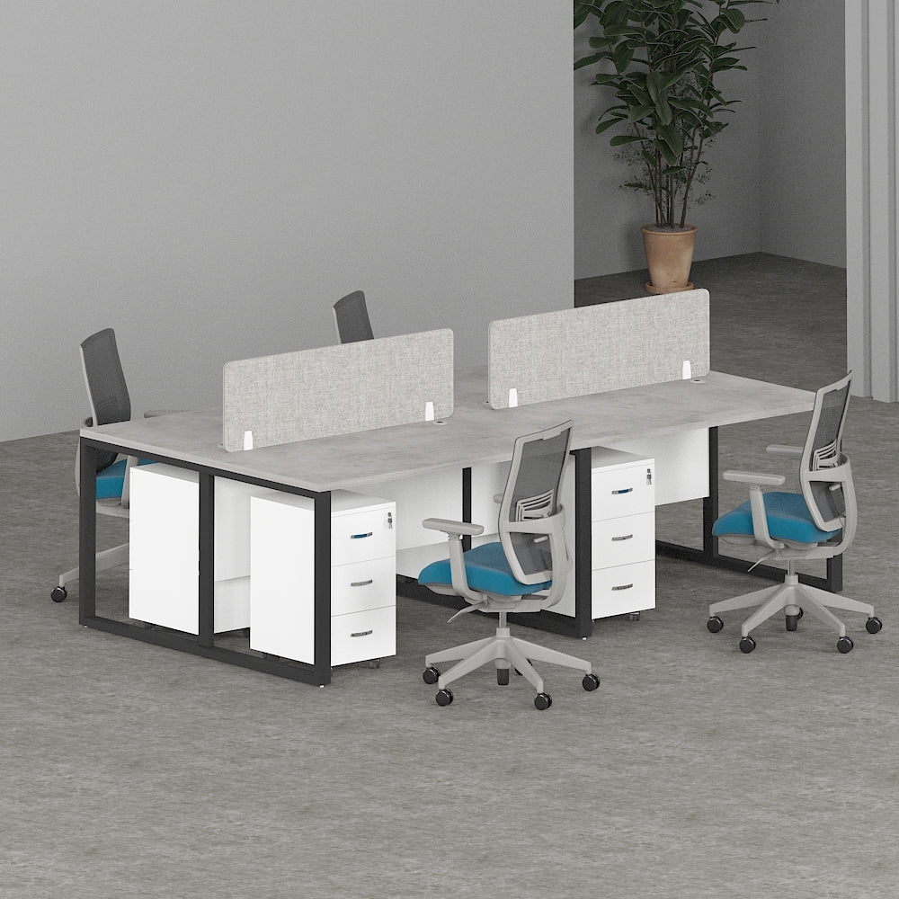 Milo Workstation In Loop Leg-4 Person (Face To Face) | Office Furniture Manufacturer & Supplier in Dubai | Office Workstation