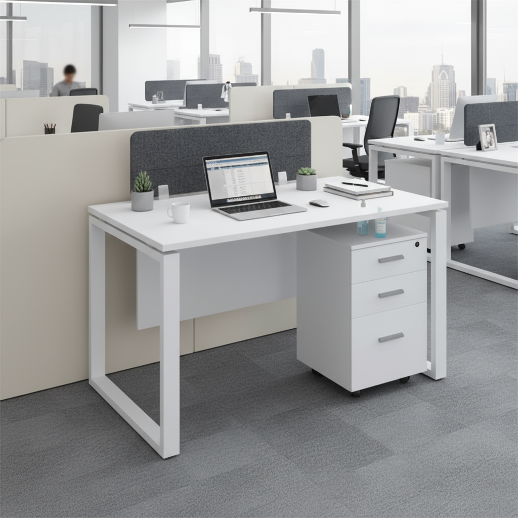 Pearl Workstation In Loop Leg-Single Person (Straight Table)
