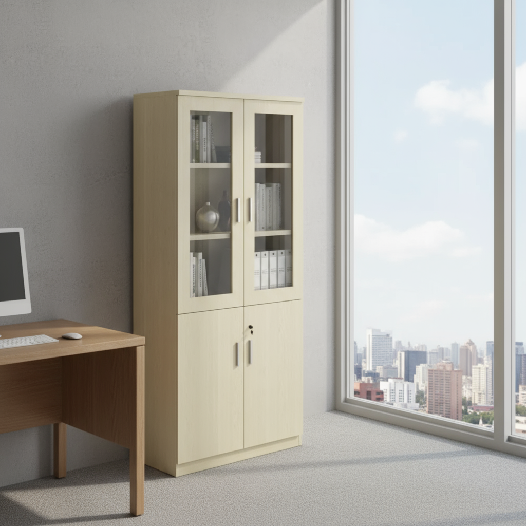 AVA Full Height Cabinet (Bottom Wood Top Glass)