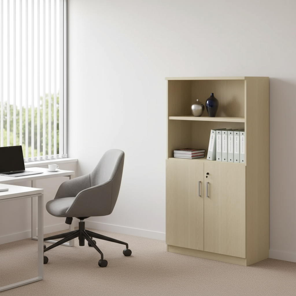 AVA Medium Height Cabinet (Swing Door With Top Open Shelf)