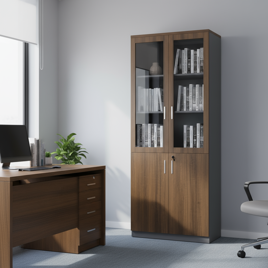 Horizon Full Height Cabinet (Bottom Wood Top Glass)