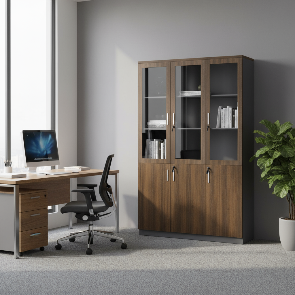 Horizon Full Height Display Cabinet (Bottom Wood Top Glass)