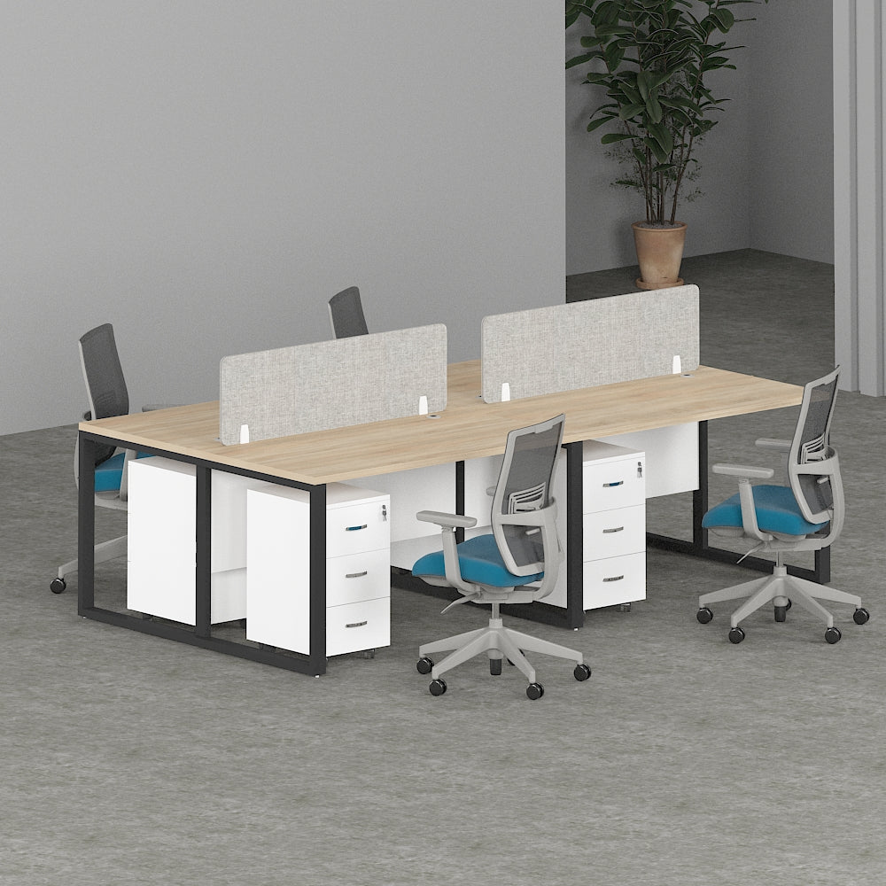 Milo Workstation In Loop Leg-4 Person (Face To Face) | Office Furniture Manufacturer & Supplier in Dubai | Office Workstation