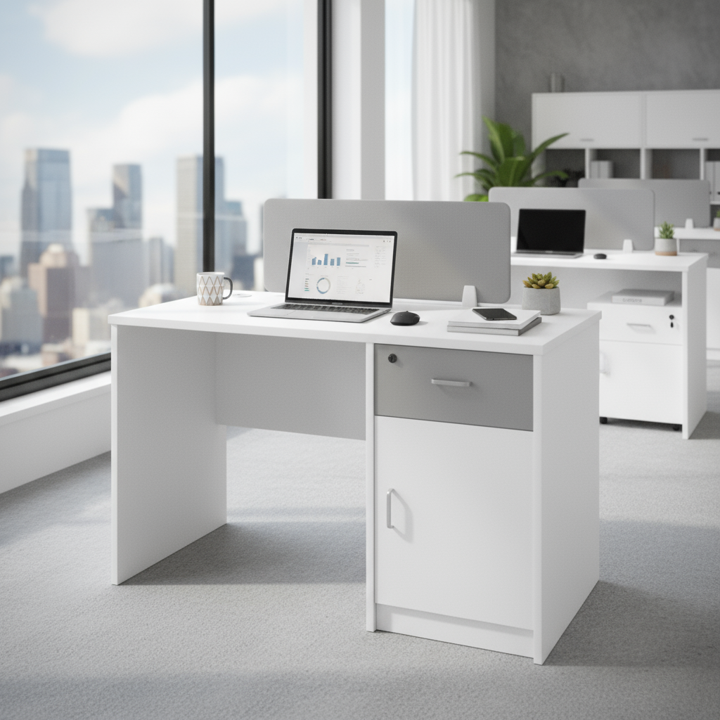 Pearl Wooden Workstation Table (Divider)
