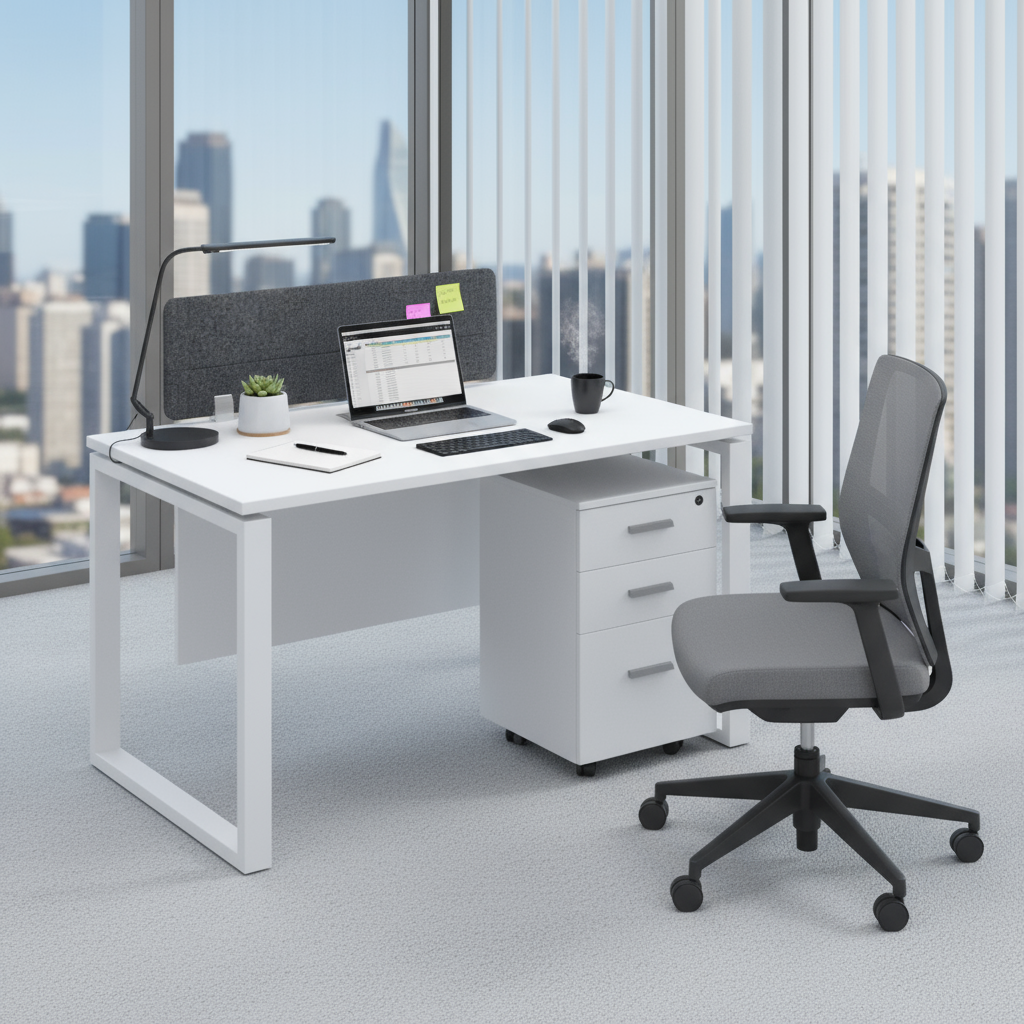 Pearl Workstation In Loop Leg-Single Person (Straight Table)