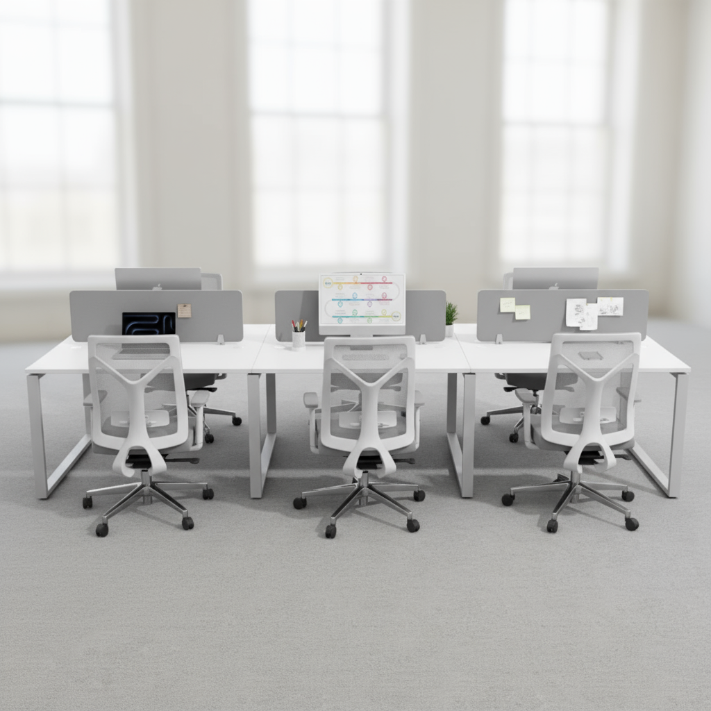 Aura 6-Person Face-to-Face Workstation Table