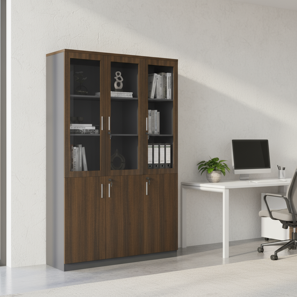 Horizon Full Height Display Cabinet (Bottom Wood Top Glass)