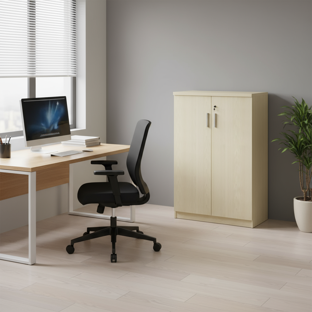 AVA Wooden Medium Height Cabinet (Swing Door)