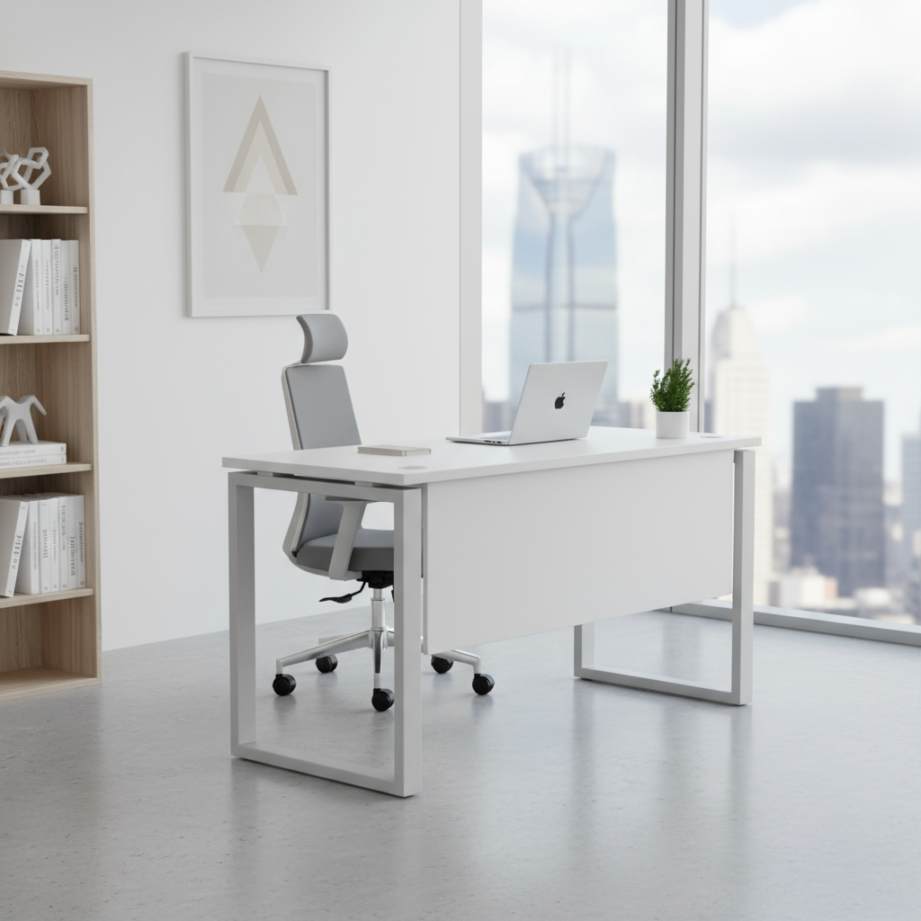 Aura Workstation In Loop Leg-Single Person (Straight Table)