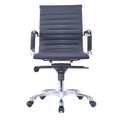 CH-021A-B Ergonomic medium back black office chair with PU cover, chrome armrests, aluminum base, and nylon casters