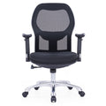 CH-096B1 ergonomic medium back office chair with mesh back, adjustable 2D armrests, lumbar support, high-density foam seat, aluminum base, and nylon casters