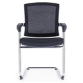 Black CH-163C visitor chair with nylon glass fiber frame, mesh back, high density foam seat, PP top armrest, and chrome legs