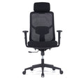 CH-226A Ergonomic High Back Chair with adjustable headrest, lumbar support, PU armrests, black mesh back, and nylon base with casters