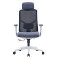 CH-226A Ergonomic High Back Chair with adjustable headrest, lumbar support, armrests, grey fabric and nylon base with casters