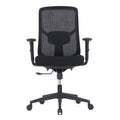Black ergonomic medium back office chair with adjustable lumbar support and armrests