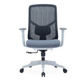 Grey CH-226B ergonomic medium back office chair with adjustable lumbar support and armrests, synchro tilt mechanism, and nylon base with casters