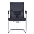 CH-226C-BS Visitor Chair with white frame, black mesh back, black fabric seat, and fixed black armrests