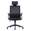 Black CH-268A ergonomic high back office chair with adjustable lumbar support and fixed armrests