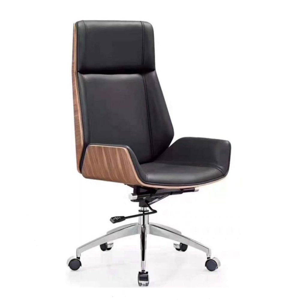 CH-269A Ergonomic High Back Chair with black PU leather, chrome base, and adjustable tilt and height