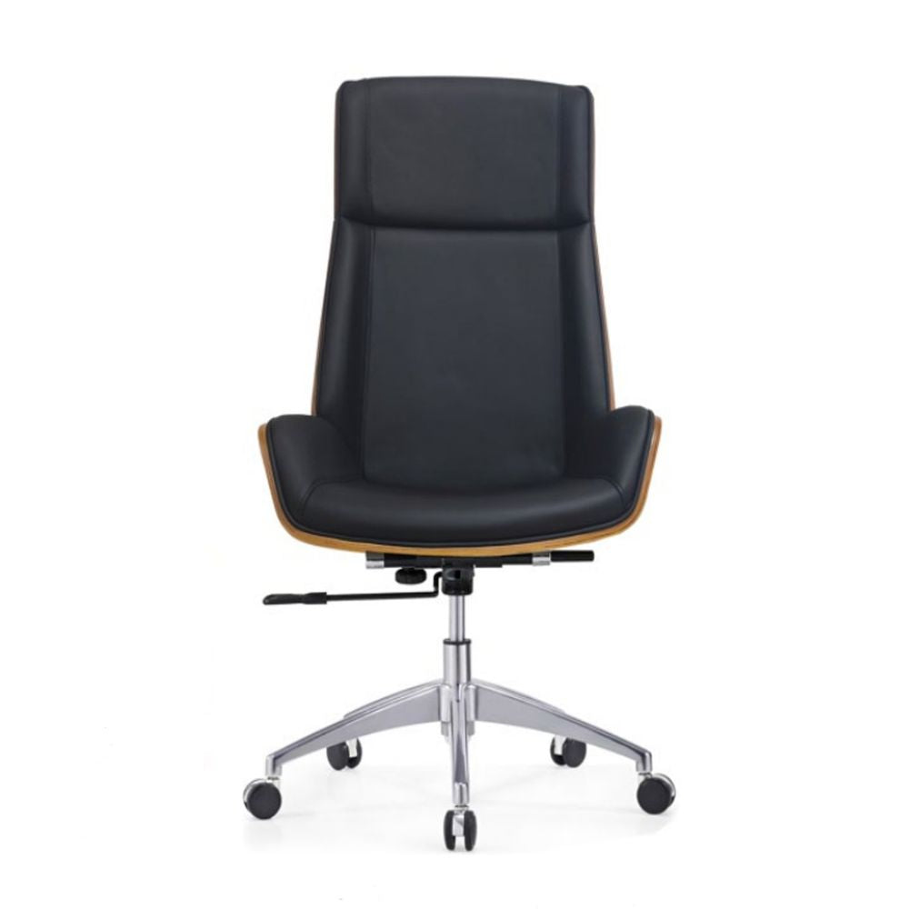 CH-269A Ergonomic High Back Chair with black PU leather, chrome base, and adjustable tilt and height