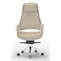 CH-301A ergonomic high back office chair in camel leatherette with aluminum base and padded armrests