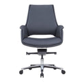 CH-301B ergonomic medium back black PU office chair with aluminum base and caster wheels