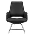 Black CH-301C Visitor Chair with high-quality PU seat, 18mm double board, and chrome bow leg