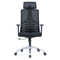 CH-359A Ergonomic High Back Chair with black mesh back, adjustable headrest, lumbar support, 2D armrests, chrome base, and nylon casters