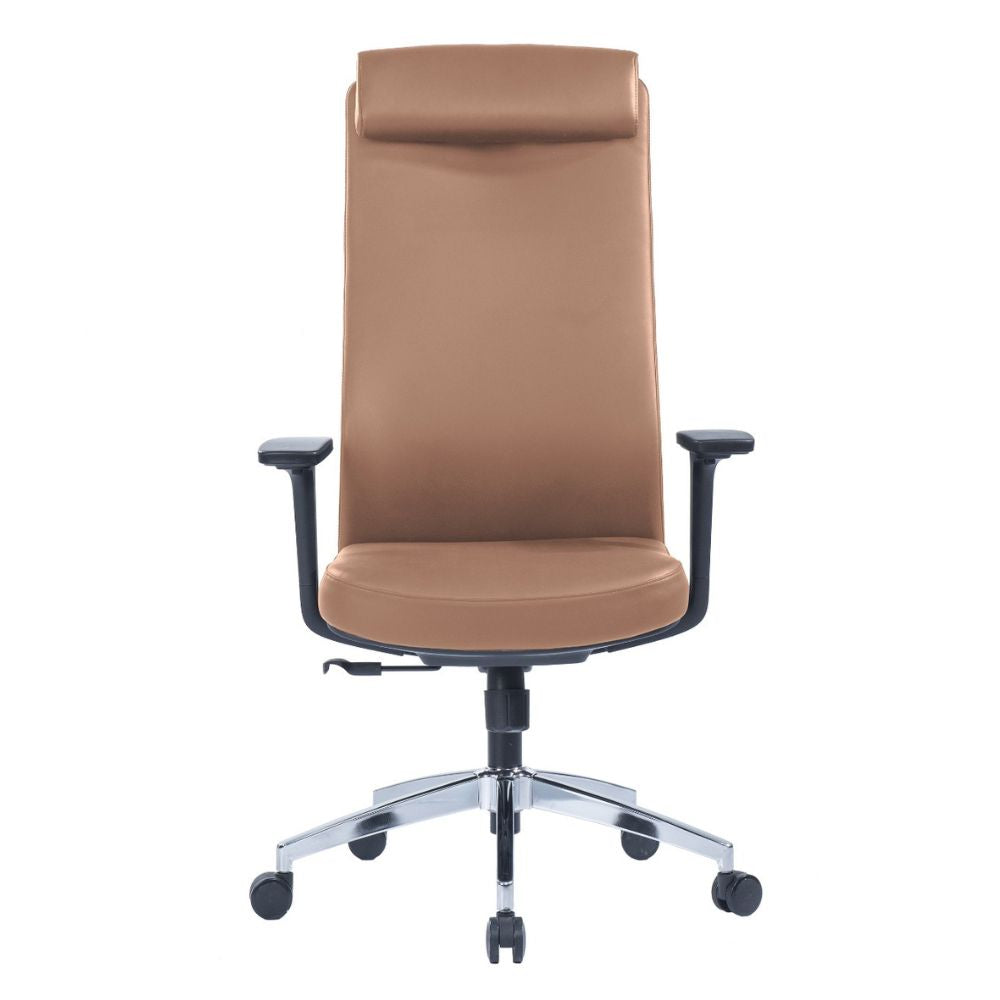 CH-366A ergonomic high back brown PU office chair with adjustable headrest and armrests