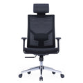 CH-523A Ergonomic High Back Chair in black with adjustable lumbar support, armrests, fixed headrest, chrome base, and nylon casters