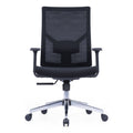 Black ergonomic office chair with black glass fiber frame, adjustable lumbar support, armrests, and chrome base with nylon casters