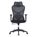 CH-535A Ergonomic high back black office chair with adjustable headrest, lumbar support, PU armrests, and mesh backrest