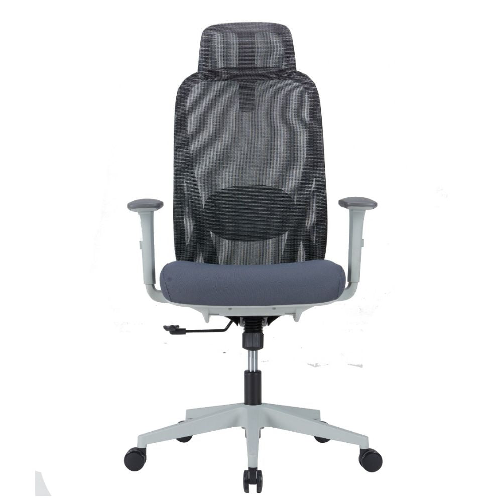 CH-559A-HS Ergonomic high back office chair with adjustable mesh headrest, lumbar support, PU armrests, and nylon caster base