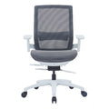 EEM-001B-HS ergonomic medium back office chair in grey with 3D adjustable armrests, mesh back, sliding seat, tilt-lock mechanism, and nylon five-star base with PU castors