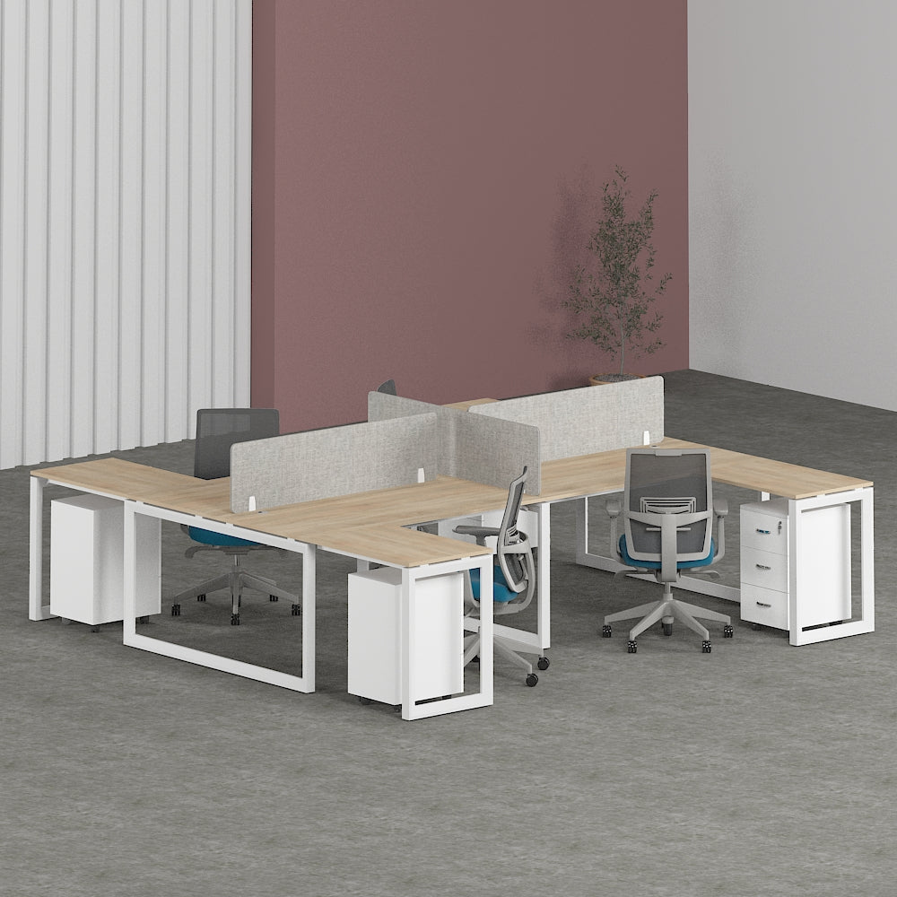 Solana Workstation Cluster of 4 Face-to-Face (H-Shape) | Office Furniture Manufacturer & Supplier in Dubai | null