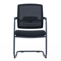 HY-357C-1 Visitor Chair with black plastic and glass fiber frame, fixed lumbar support, linked armrests, high elastic foam seat, and black steel bow-shaped legs