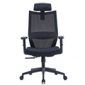 Black HY-718A Ergonomic High Back Chair with mesh back, adjustable headrest and armrests, lumbar support, cushioned seat, and five-star base with caster wheels